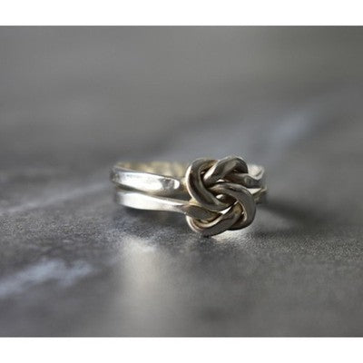 925 Sterling Silver "Knot" Double Ring Size 8