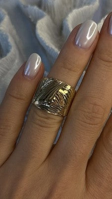 Elegant Italy Milor 925 Sterling Silver Gold Plated Ring Size 6