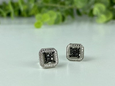 925 Sterling Silver Black Spinel Stud Earrings