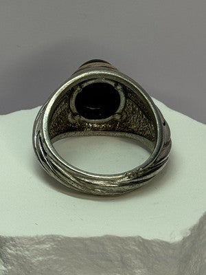 925 Sterling Silver & 14K Gold Bezel  Agate Ring Size 9.5