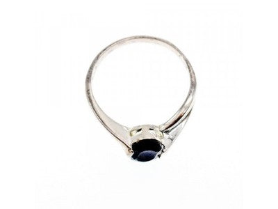925 Sterling Silver Dark Blue Sapphire Ring Size 6.5