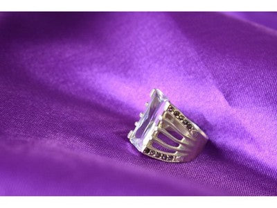 925 Sterling Silver CZ & Marcasites Ring Size 6.5