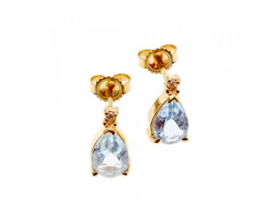 14K Yellow Gold Topaz & Diamond Earrings
