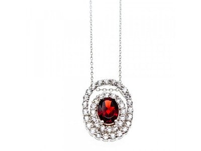 925 Sterling Silver Garnet & Goshenite Chain With Pendant