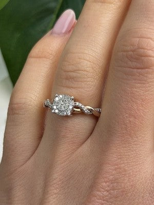 925 Sterling Silver Rose Gold Plated  Diamond  0.07 ctw Ring Size 7