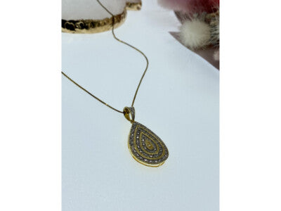 925 Sterling Silver Gold Plated CZ "Drop" Chain With Pendant