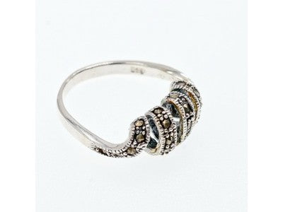 925 Sterling Silver Marcasites "Spiral" Ring Size 9.5