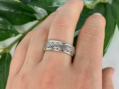 Men'S 925 Sterling Silver Band Ring Size 12.5