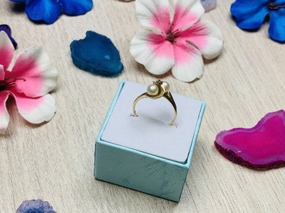 10K Yellow Gold Pearls & Diamond Ring Size 6.75