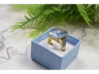 925 Sterling Silver Gold Plated Iolite Ring Size 6.5