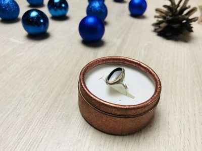 925 Sterling Silver Black Nephrite Ring Size 6.5