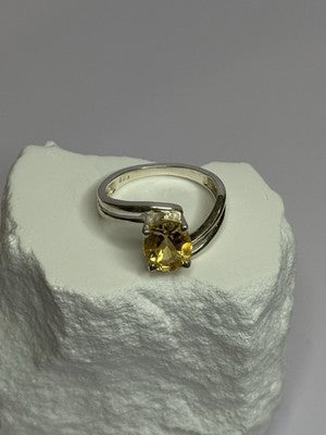 925 Sterling Silver Citrine Ring Size 8