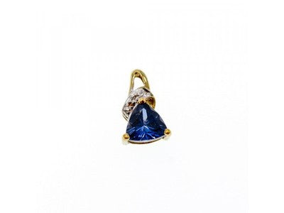 10K Yellow Gold London Blue Topaz & Diamond Pendant