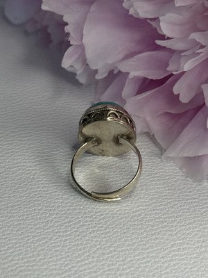 Vintage 925 Sterling Silver Turquoise Ring Size-Able