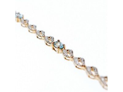 925 Sterling Silver Gold Plated Topaz Bracelet