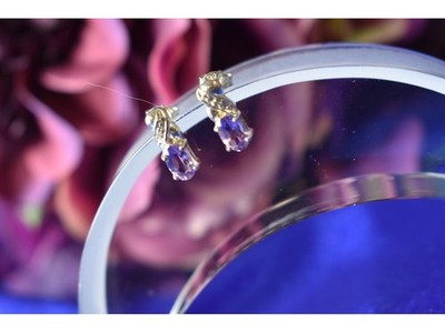 925 Sterling Silver Purple Iolite Stud Earrings