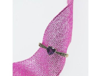 10K White Gold Amethyst & Diamonds Ring Size 8
