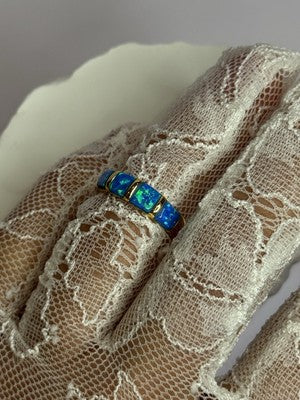 925 Sterling Silver Gold Plated Opal Ring Size 5.5