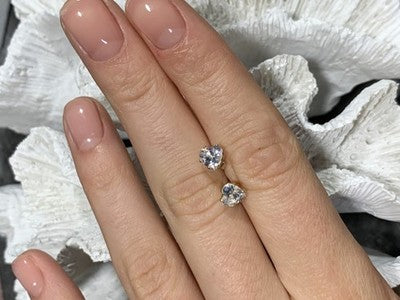 14K Yellow Gold CZ Hearts Earrings