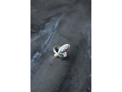 Ring with Enamel "Flowers" Size 6.5