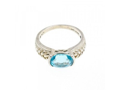Vintage 925 Sterling Silver Topaz Ring Size 7