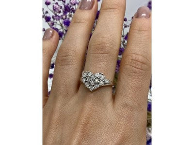 925 Sterling Silver Sapphires "Heart" Ring Size 9
