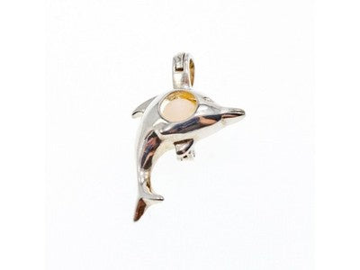 925 Sterling Silver Pearl Dolphin Pendant