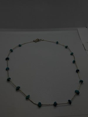 Beautiful Vintage 925 Sterling Silver Blue Turquoise Necklace