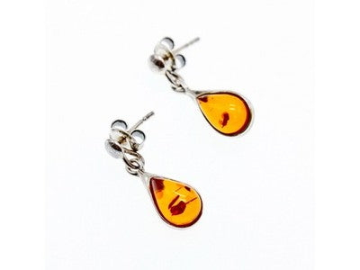 925 Sterling Silver Amber "Drop" Earrings
