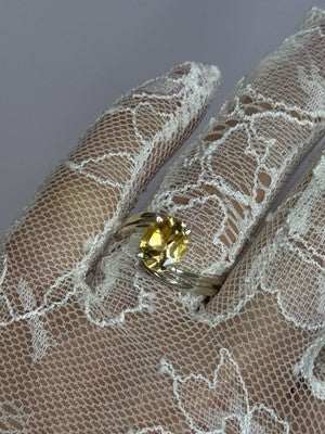 925 Sterling Silver Citrine Ring Size 8