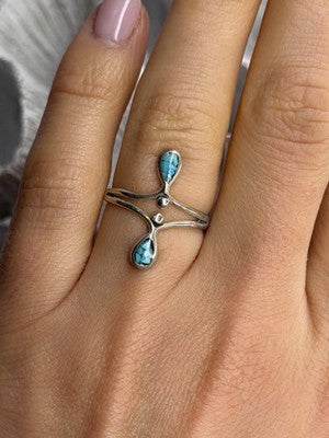 925 Sterling Silver Turquoise Ring Size 6.5