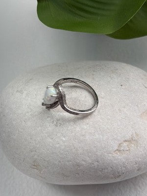 925 Sterling Silver Opal & Beryl Ring Size 6