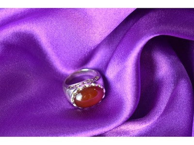 925 Sterling Silver Carnelian Ring Size 6.5