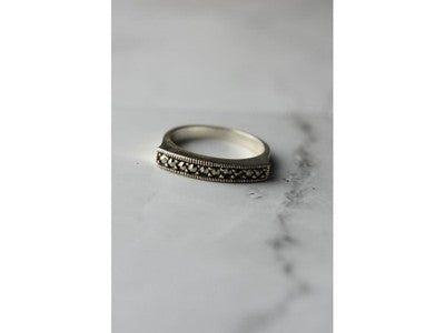 925 Sterling Silver Marcasites Ring Size 6.5
