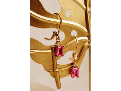 925 Sterling Silver Gold Plated Pink Topaz & Goshenite Earrings
