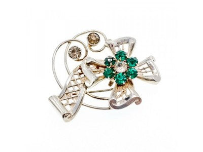 Vintage 925 Sterling Silver Jewelry Glass "Flowering" Brooch