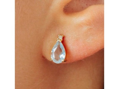 14K Yellow Gold Topaz & Diamond Earrings