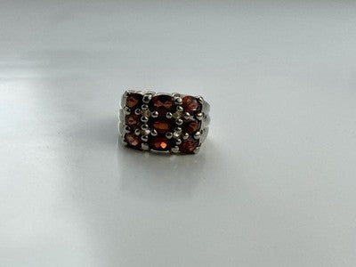 925 Sterling Silver Almandine Ring Size 8