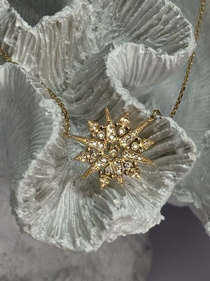 18K 750 YELLOW GOLD STAR DIAMONDS NECKLACE 17 INCH