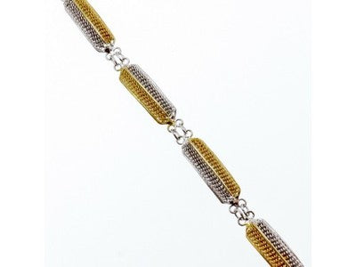 925 Sterling Silver Gold Plated Bracelet Italy Size 7.5 IN