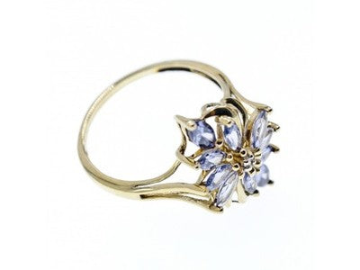 14K Yellow Gold Tanzanite & Diamond Ring Size 10