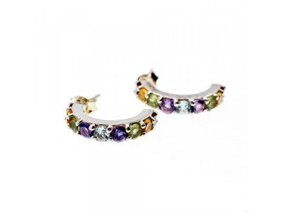 925 Sterling Silver Multi Gemstones Earrings