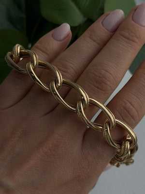 Clover Italy 925 Sterling Silver Gold Plated Bracelet 7.5