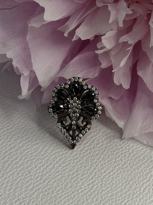925 Sterling Silver Sapphire & CZ Ring Size 7.5