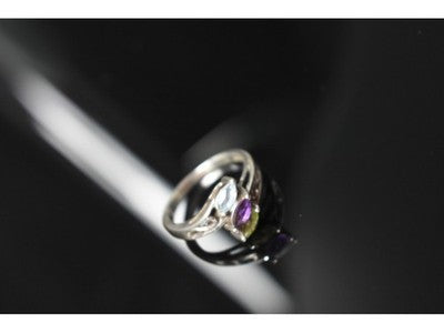 925 Sterling Silver Topaz, Amethyst & Peridot Ring Size 7