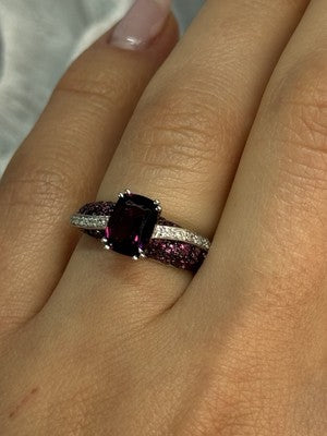 10K White Gold Spinel & Diamond Ring Size 6.5