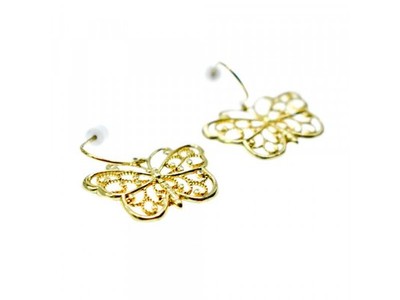 925 Sterling Silver Gold Plated "Butterflies" Earrings