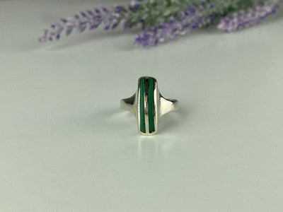 925 Sterling Silver Malachite Ring Size 5.5