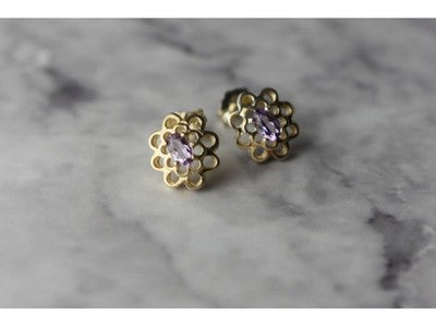 925 Sterling Silver Amethyst Stud Earrings
