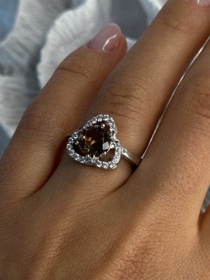 925 Sterling Silver Spinel & CZ Ring Size 7